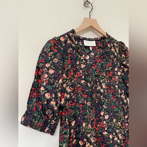 The Great. Yonder Fresh Water Floral Black Multi-Color Midi Dress Size 1 (small) - Picture 7 of 10